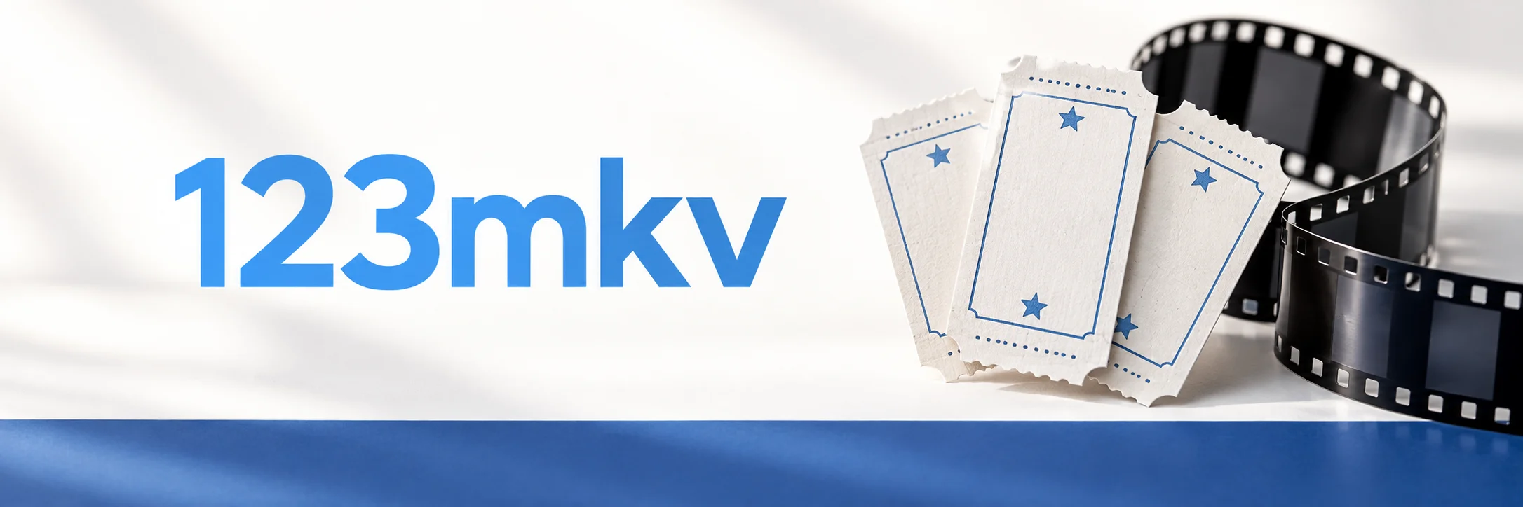 123mkv blue wordmark with cinema tickets and film